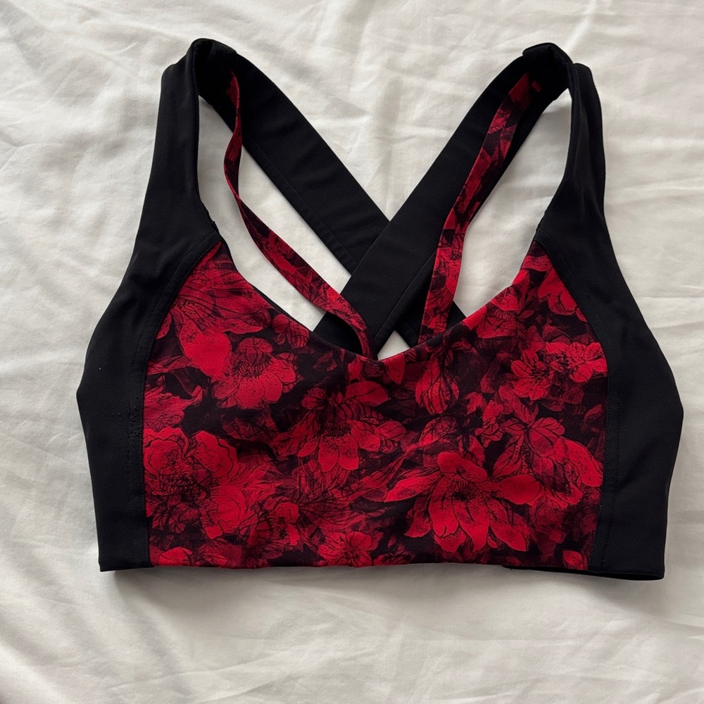 Floral Red and Black Women's Sports Bra lululemon